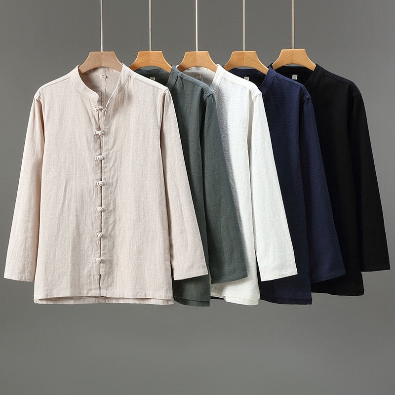 Tao One Tech™ • Business Qigong Shirt Jacket • Minimal Style • Tech Pockets • Sunscreen Layer • All Season Layering • Naturally Wrinkle-Free • Ramie Cotton • Men’s Sizes M-3XL