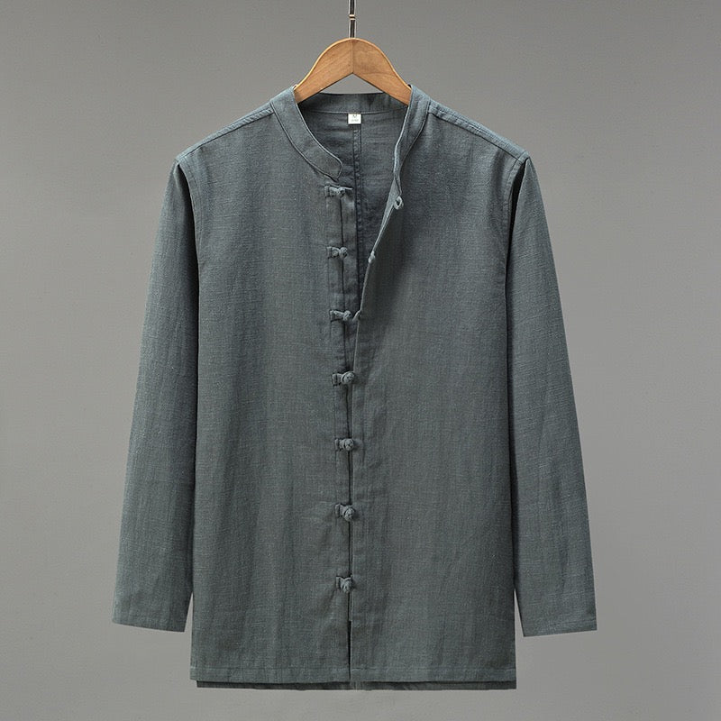 Tao One Tech™ • Business Qigong Shirt Jacket • Minimal Style • Tech Pockets • Sunscreen Layer • All Season Layering • Naturally Wrinkle-Free • Ramie Cotton • Men’s Sizes M-3XL
