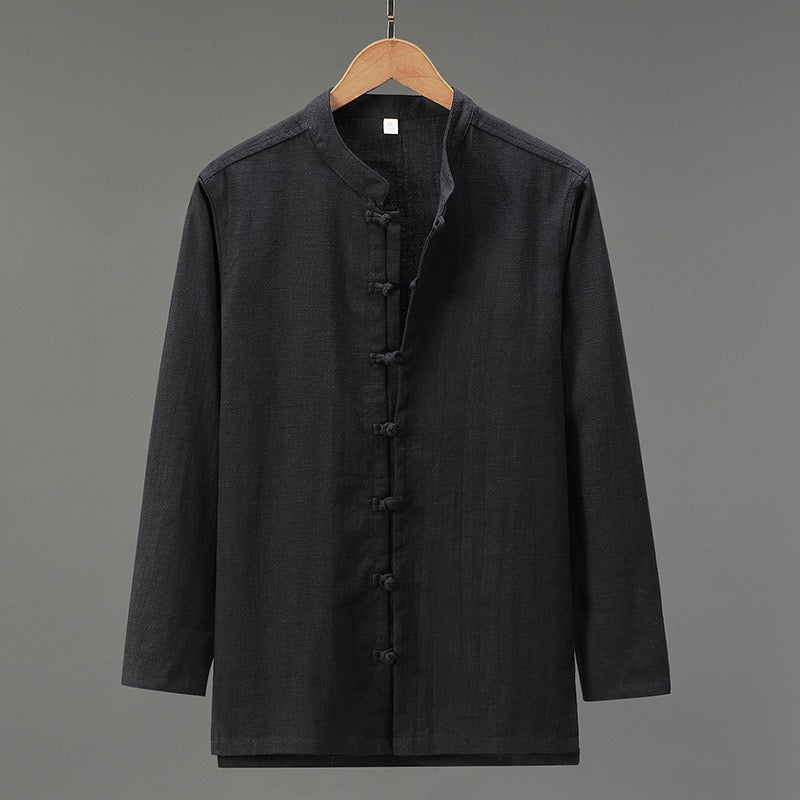 Tao One Tech™ • Business Qigong Shirt Jacket • Minimal Style • Tech Pockets • Sunscreen Layer • All Season Layering • Naturally Wrinkle-Free • Ramie Cotton • Men’s Sizes M-3XL