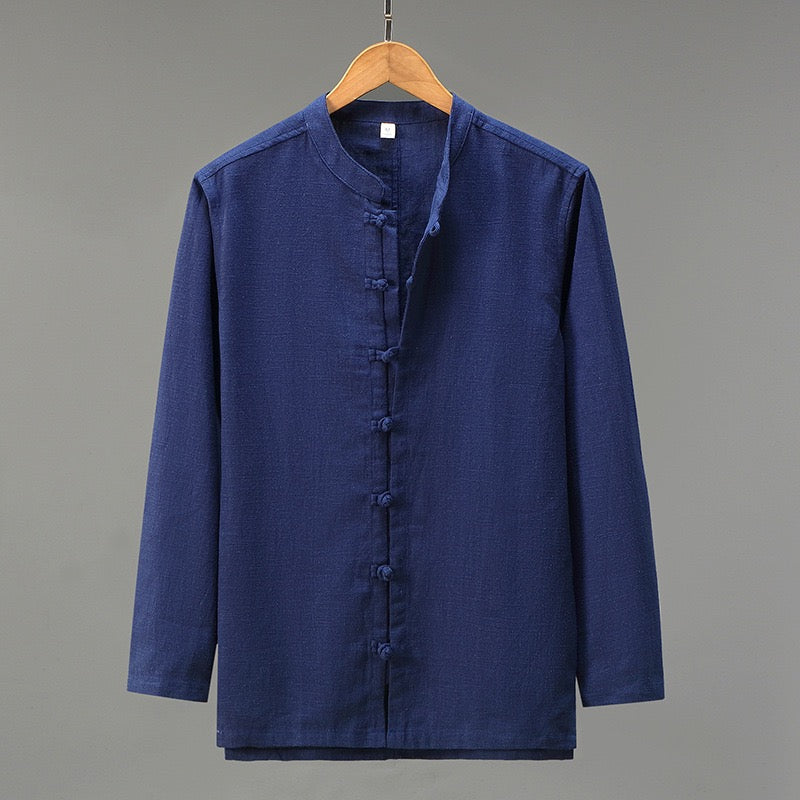 Tao One Tech™ • Heaven &amp; Earth Business Qigong Shirt Jacket • Minimal Style • Tech Pockets • Sunscreen Layer • All Season Layering • Naturally Wrinkle-Free • Ramie Cotton • Men’s Sizes M-3XL
