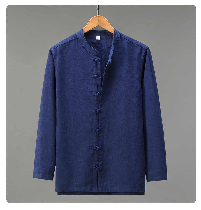 Tao One Tech™ • Heaven &amp; Earth Business Qigong Shirt Jacket • Minimal Style • Tech Pockets • Sunscreen Layer • All Season Layering • Naturally Wrinkle-Free • Ramie Cotton • Men’s Sizes M-3XL