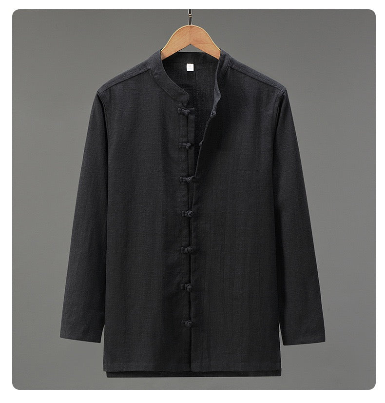 Tao One Tech™ • Heaven &amp; Earth Business Qigong Shirt Jacket • Minimal Style • Tech Pockets • Sunscreen Layer • All Season Layering • Naturally Wrinkle-Free • Ramie Cotton • Men’s Sizes M-3XL