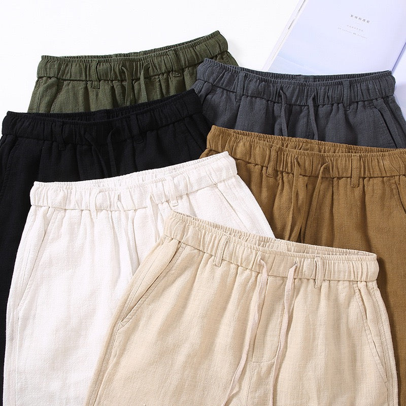 Tao One Tech™ • Heaven &amp; Earth Business Qigong Capri Shorts • Tech Pockets • Sunscreen Layer • All Season Layering • Naturally Wrinkle-Free • Ramie Cotton • Men’s Sizes M-3XL