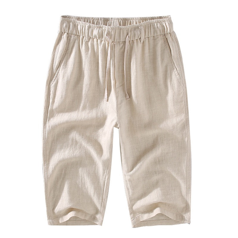 Tao One Tech™ • Heaven &amp; Earth Business Qigong Capri Shorts • Tech Pockets • Sunscreen Layer • All Season Layering • Naturally Wrinkle-Free • Ramie Cotton • Men’s Sizes M-3XL