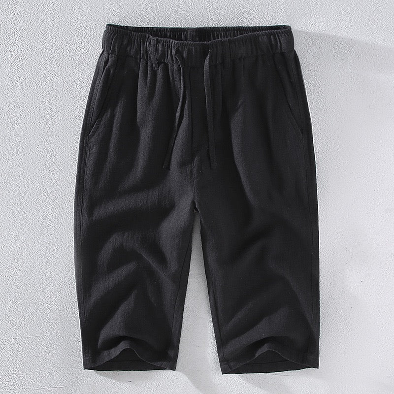 Tao One Tech™ • Heaven &amp; Earth Business Qigong Capri Shorts • Tech Pockets • Sunscreen Layer • All Season Layering • Naturally Wrinkle-Free • Ramie Cotton • Men’s Sizes M-3XL