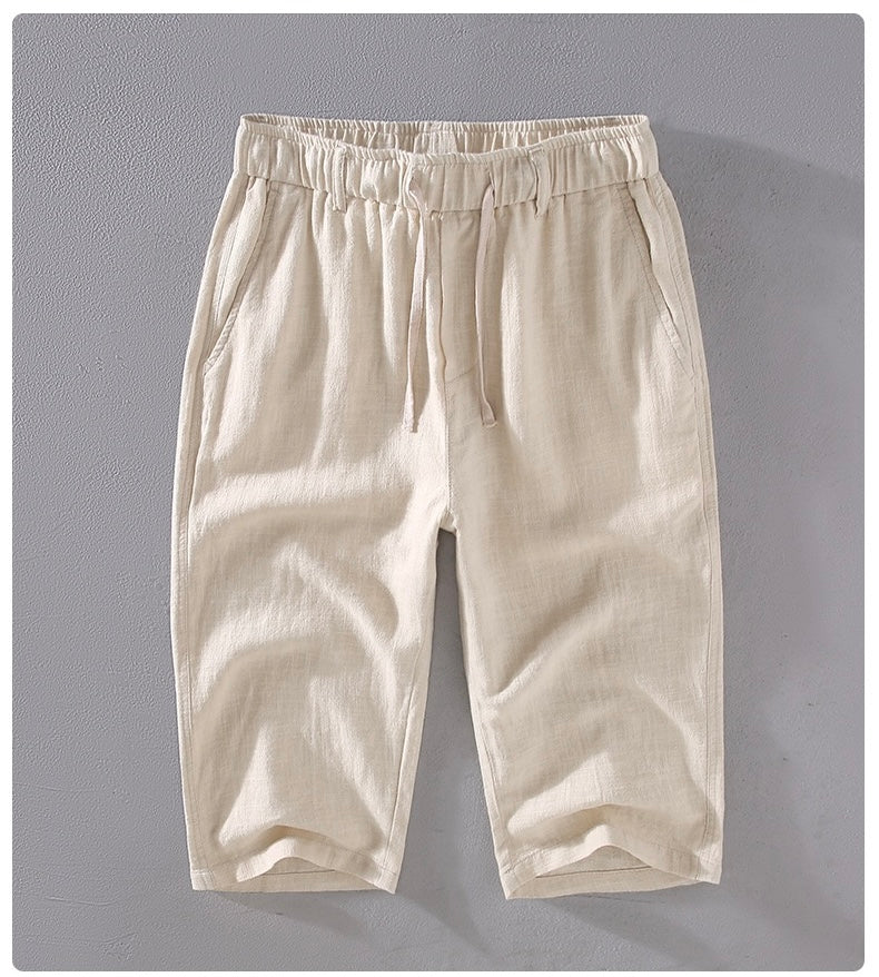 Tao One Tech™ • Heaven &amp; Earth Business Qigong Capri Shorts • Tech Pockets • Sunscreen Layer • All Season Layering • Naturally Wrinkle-Free • Ramie Cotton • Men’s Sizes M-3XL