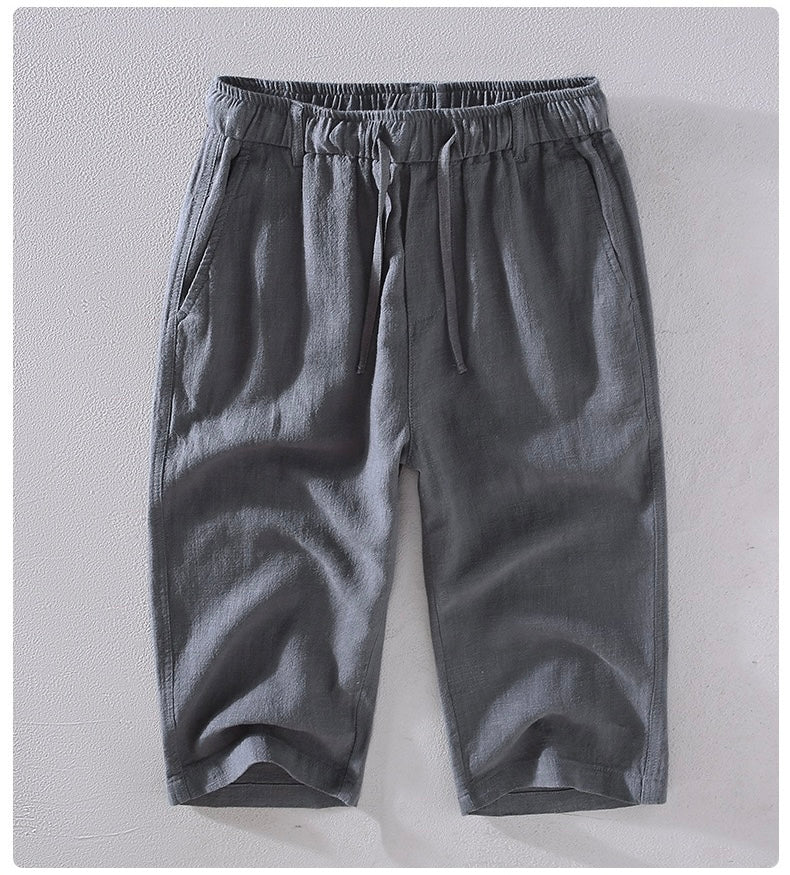 Tao One Tech™ • Heaven &amp; Earth Business Qigong Capri Shorts • Tech Pockets • Sunscreen Layer • All Season Layering • Naturally Wrinkle-Free • Ramie Cotton • Men’s Sizes M-3XL