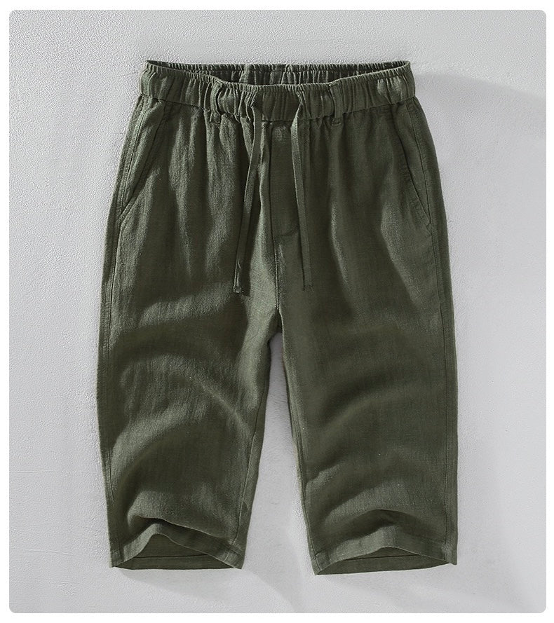 Tao One Tech™ • Heaven &amp; Earth Business Qigong Capri Shorts • Tech Pockets • Sunscreen Layer • All Season Layering • Naturally Wrinkle-Free • Ramie Cotton • Men’s Sizes M-3XL