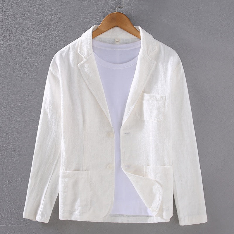 Tao One Tech™ • Heaven &amp; Earth Business Blazer • Suit Jacket • Tech Pockets • Sunscreen Layer • All Season Layering • Naturally Wrinkle-Free • Ramie Cotton • Men’s Sizes M-3XL
