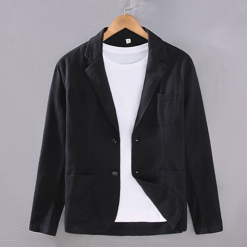 Tao One Tech™ • Heaven &amp; Earth Business Blazer • Suit Jacket • Tech Pockets • Sunscreen Layer • All Season Layering • Naturally Wrinkle-Free • Ramie Cotton • Men’s Sizes M-3XL