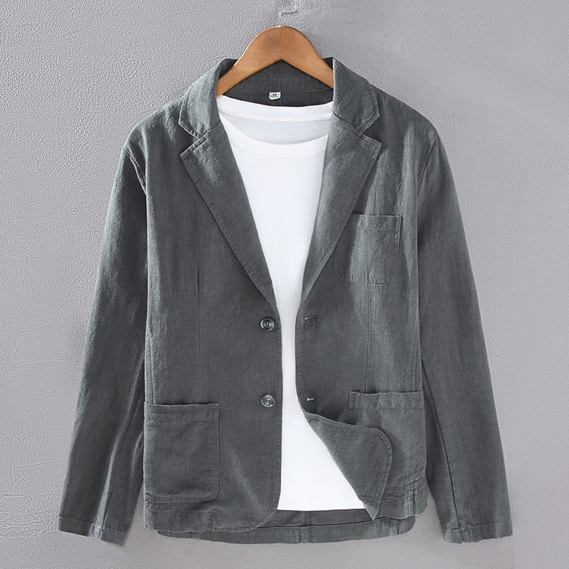 Tao One Tech™ • Heaven &amp; Earth Business Blazer • Suit Jacket • Tech Pockets • Sunscreen Layer • All Season Layering • Naturally Wrinkle-Free • Ramie Cotton • Men’s Sizes M-3XL