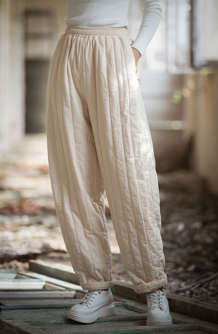 Tao Triple Tech™ • Zen Flow Winter Pants • Triple Layer Quilt • Thermal Qi Flow • Plant-Based Warmth • Ramie Cotton • Gender Neutral