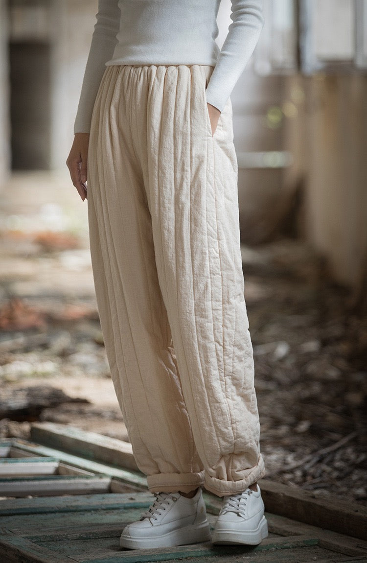 Tao Triple Tech™ • Zen Flow Winter Pants • Triple Layer Quilt • Thermal Qi Flow • Plant-Based Warmth • Ramie Cotton • Gender Neutral