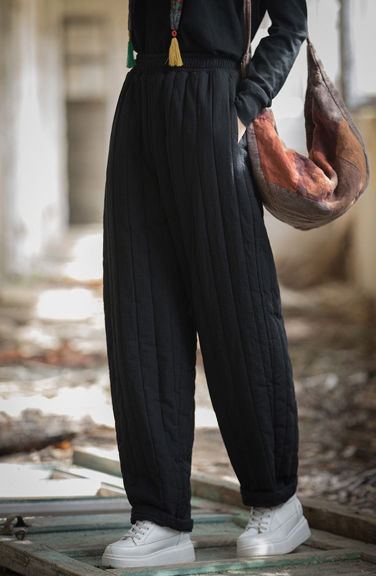 Tao Triple Tech™ • Zen Flow Winter Pants • Triple Layer Quilt • Thermal Qi Flow • Plant-Based Warmth • Ramie Cotton • Gender Neutral