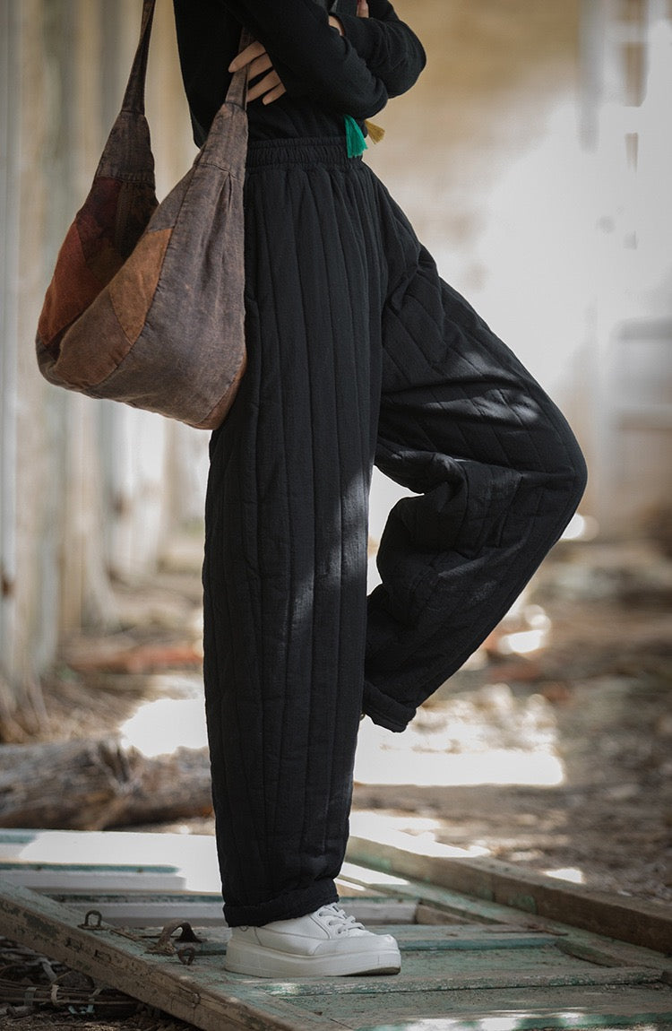 Tao Triple Tech™ • Zen Flow Winter Pants • Triple Layer Quilt • Thermal Qi Flow • Plant-Based Warmth • Ramie Cotton • Gender Neutral