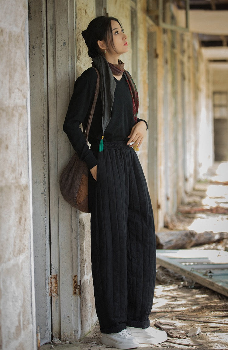 Tao Triple Tech™ • Zen Flow Winter Pants • Triple Layer Quilt • Thermal Qi Flow • Plant-Based Warmth • Ramie Cotton • Gender Neutral