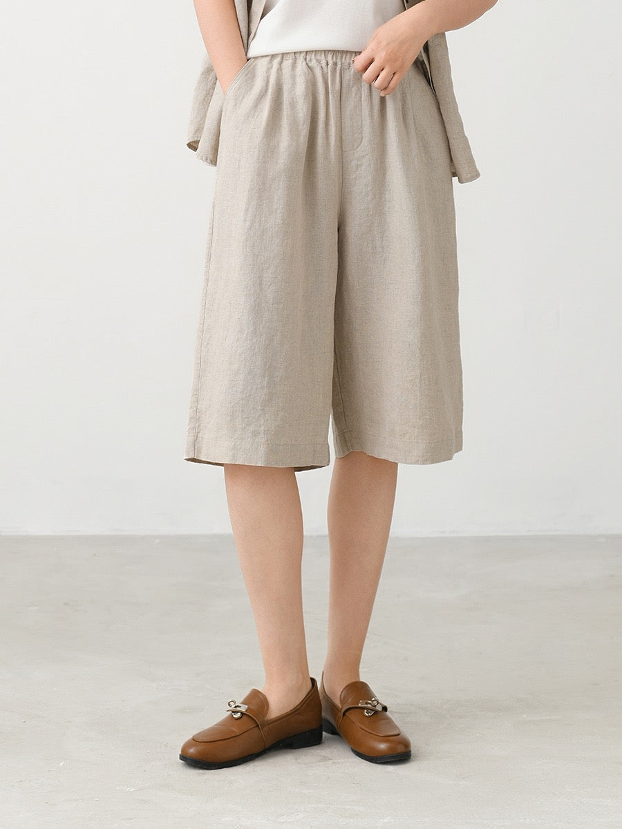 Tao One Tech™ • Business Qigong Midi Shorts • Wide-Leg Shorts • High Waist • Tech Pockets • Ramie Cotton • Sizes M-XXL