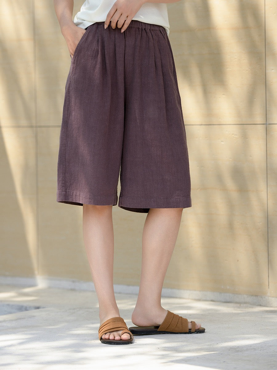 Tao One Tech™ • Business Qigong Midi Shorts • Wide-Leg Shorts • High Waist • Tech Pockets • Ramie Cotton • Sizes M-XXL