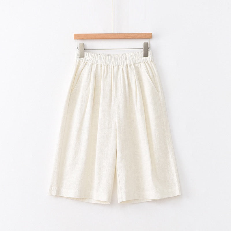 Tao One Tech™ • Business Qigong Midi Shorts • Wide-Leg Shorts • High Waist • Tech Pockets • Ramie Cotton • Sizes M-XXL