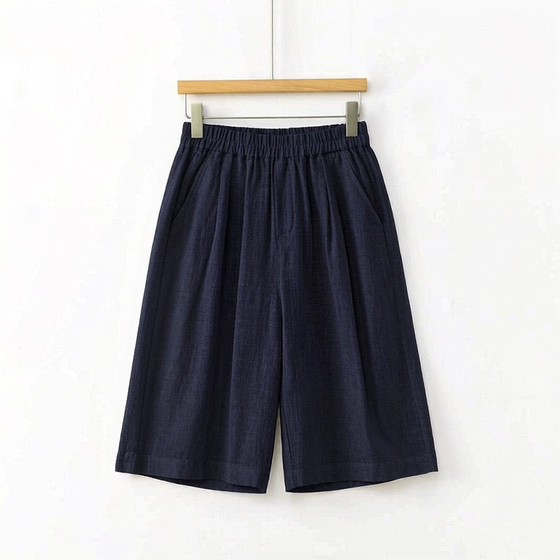 Tao One Tech™ • Business Qigong Midi Shorts • Wide-Leg Shorts • High Waist • Tech Pockets • Ramie Cotton • Sizes M-XXL