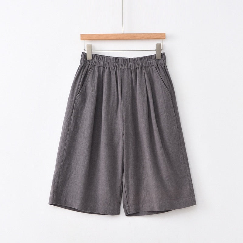Tao One Tech™ • Business Qigong Midi Shorts • Wide-Leg Shorts • High Waist • Tech Pockets • Ramie Cotton • Sizes M-XXL