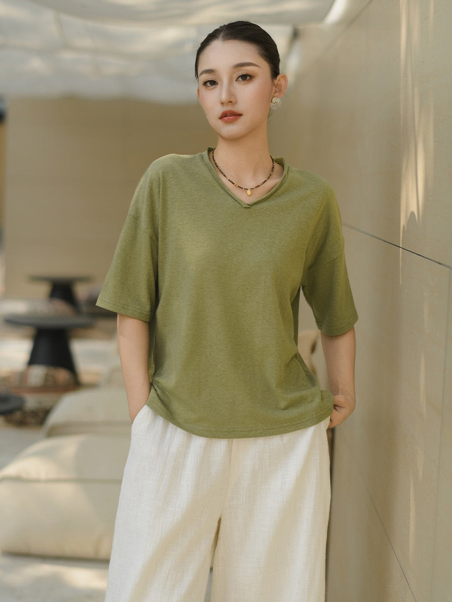Tao One Tech™ • Business Qigong V-Neck T-Shirt • Hemp Cotton • Sizes M-XXL