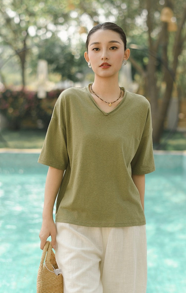 Tao One Tech™ • Business Qigong V-Neck T-Shirt • Hemp Cotton • Sizes M-XXL
