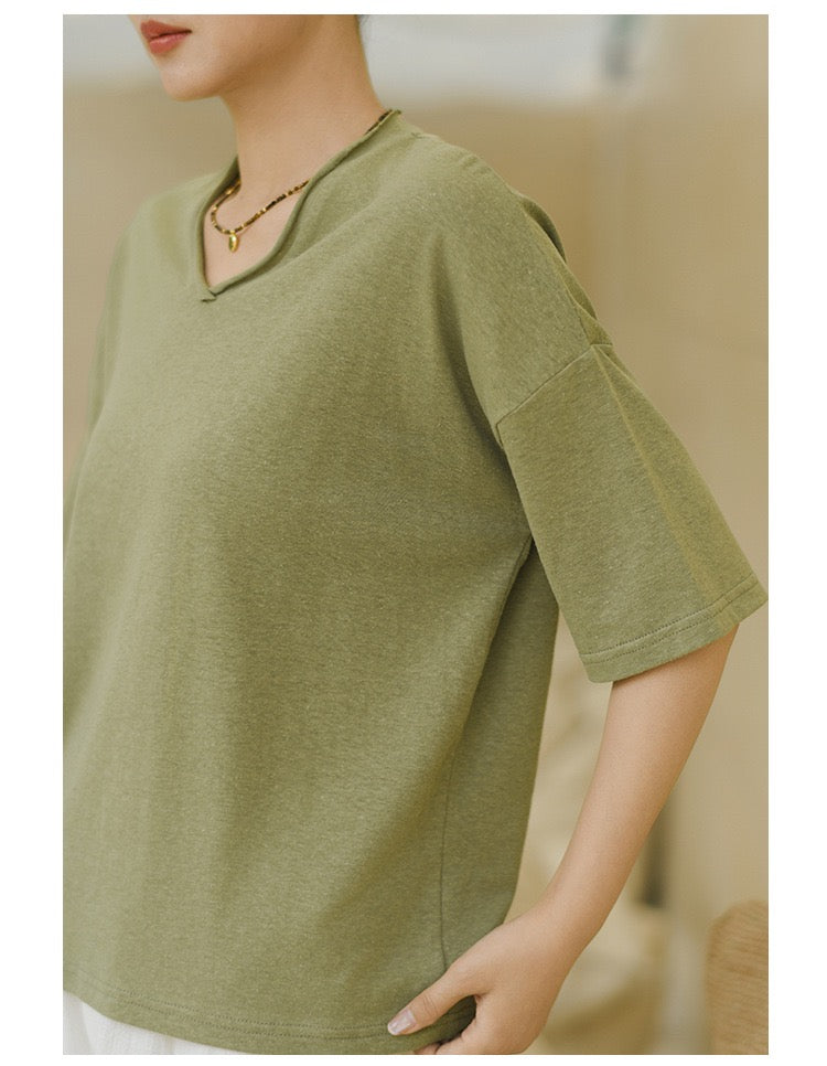 Tao One Tech™ • Business Qigong V-Neck T-Shirt • Hemp Cotton • Sizes M-XXL