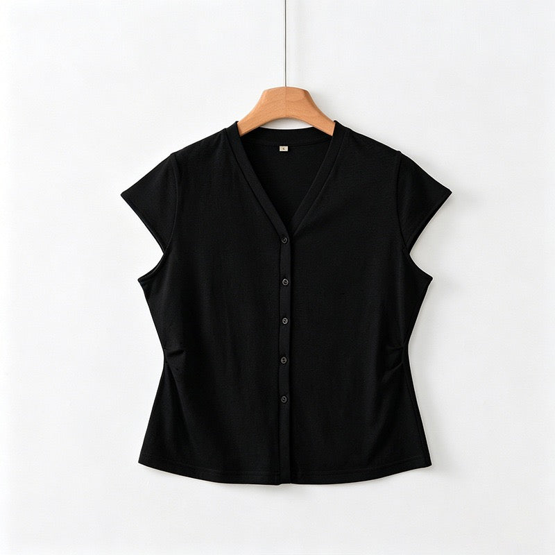 Tao One Tech™ • Business Qigong V-Neck Cardigan T-Shirt • Thin Knit Top • Hemp Cotton • Sizes M-XXL