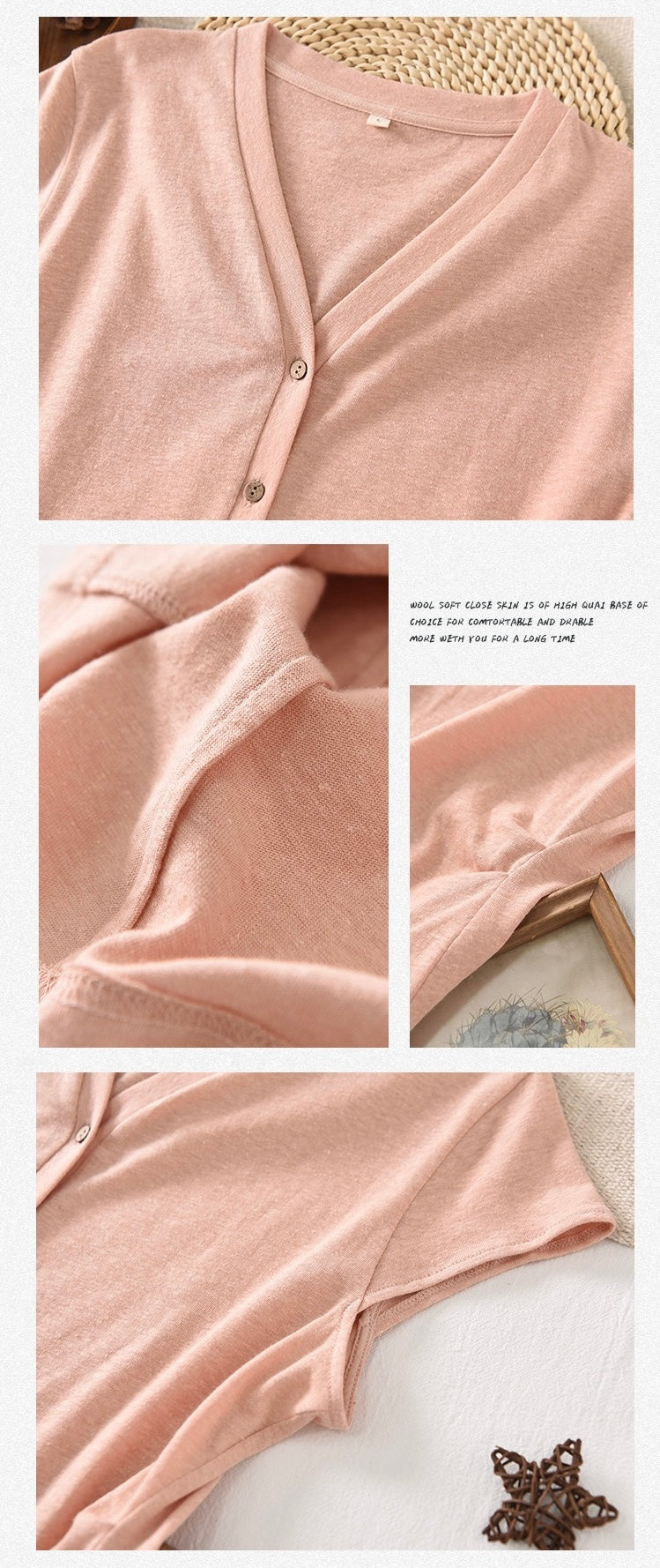 Tao One Tech™ • Business Qigong V-Neck Cardigan T-Shirt • Thin Knit Top • Hemp Cotton • Sizes M-XXL