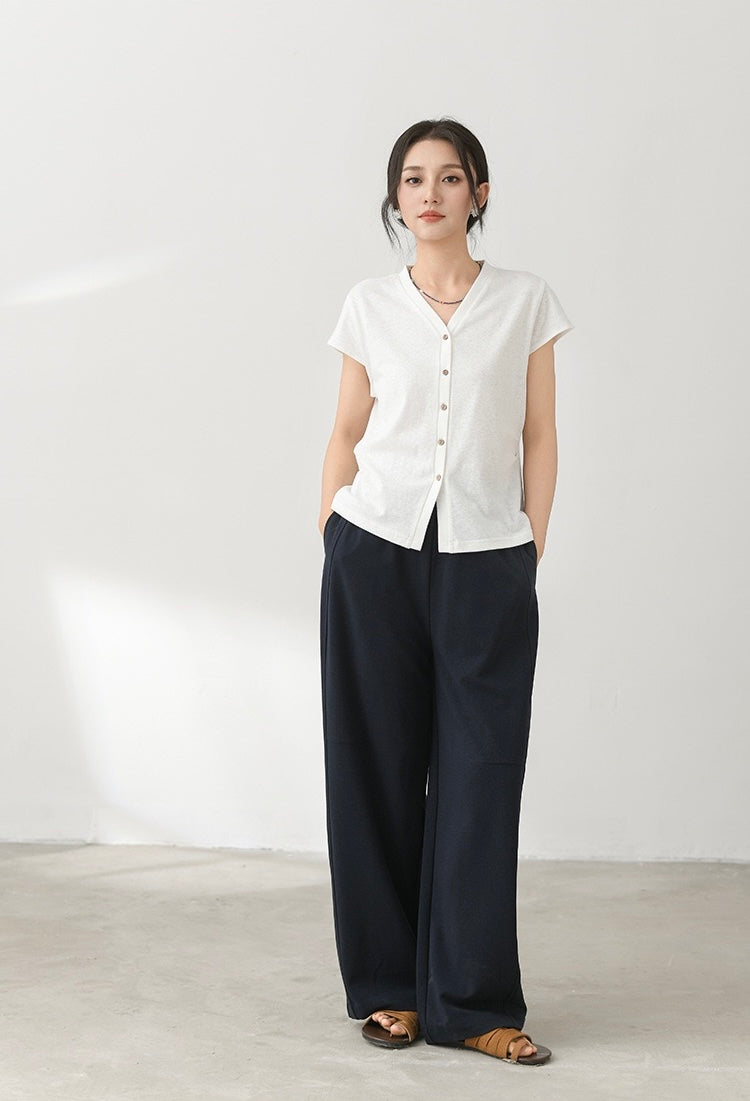 Tao One Tech™ • Business Qigong V-Neck Cardigan T-Shirt • Thin Knit Top • Hemp Cotton • Sizes M-XXL