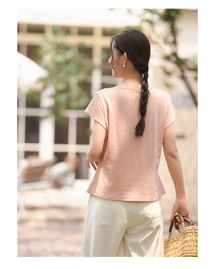 Tao One Tech™ • Business Qigong V-Neck Cardigan T-Shirt • Thin Knit Top • Hemp Cotton • Sizes M-XXL