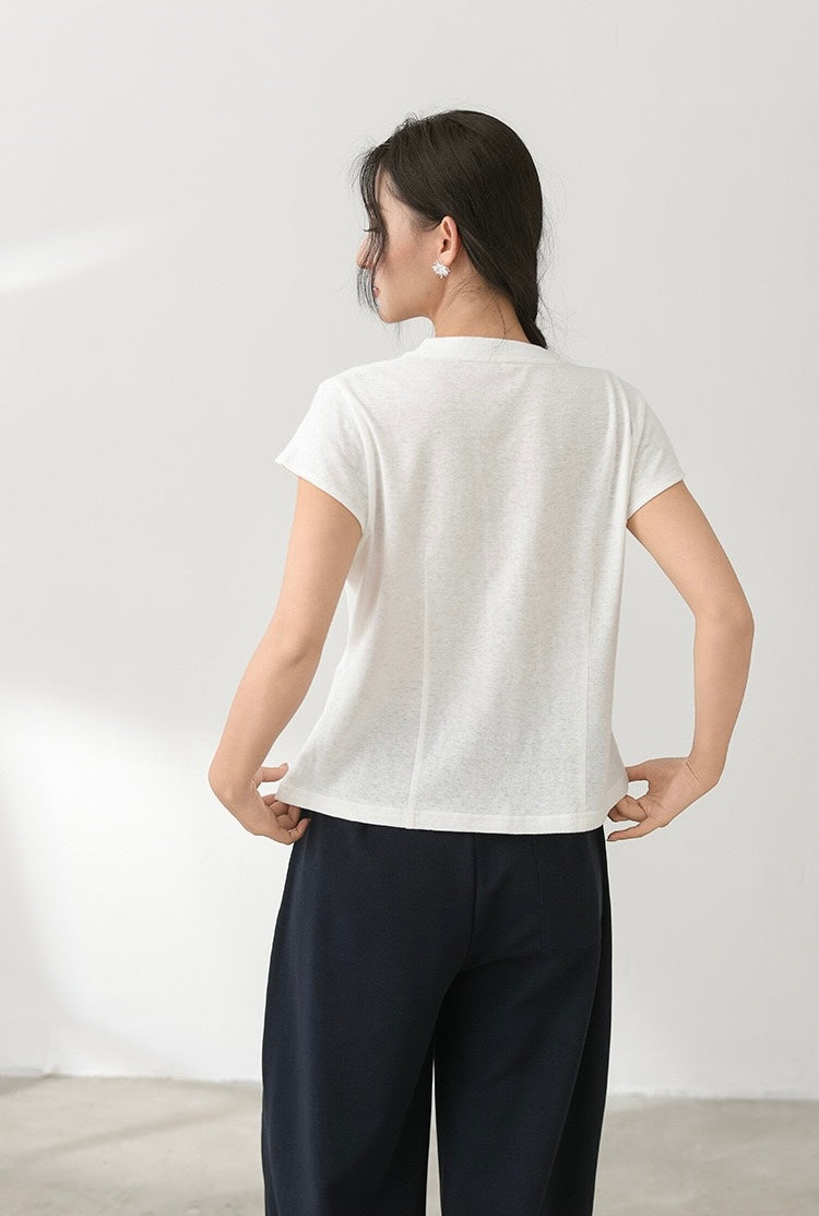 Tao One Tech™ • Business Qigong V-Neck Cardigan T-Shirt • Thin Knit Top • Hemp Cotton • Sizes M-XXL