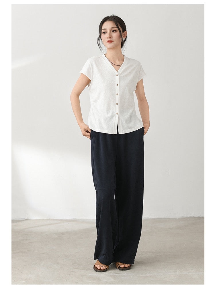 Tao One Tech™ • Business Qigong V-Neck Cardigan T-Shirt • Thin Knit Top • Hemp Cotton • Sizes M-XXL