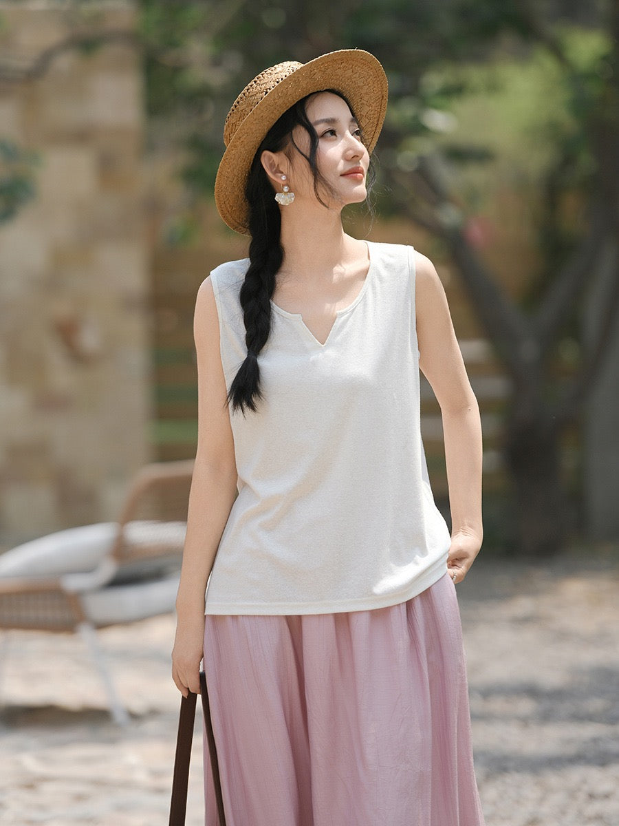 Tao One Tech™ • Business Qigong Tank Top • Knit Sleeveless Top • Tencel Lyocell Linen • Sizes M-XXL