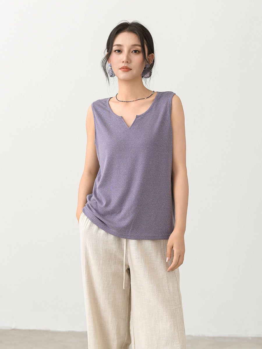 Tao One Tech™ • Business Qigong Tank Top • Knit Sleeveless Top • Tencel Lyocell Linen • Sizes M-XXL