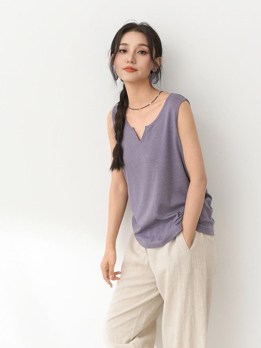 Tao One Tech™ • Business Qigong Tank Top • Knit Sleeveless Top • Tencel Lyocell Linen • Sizes M-XXL