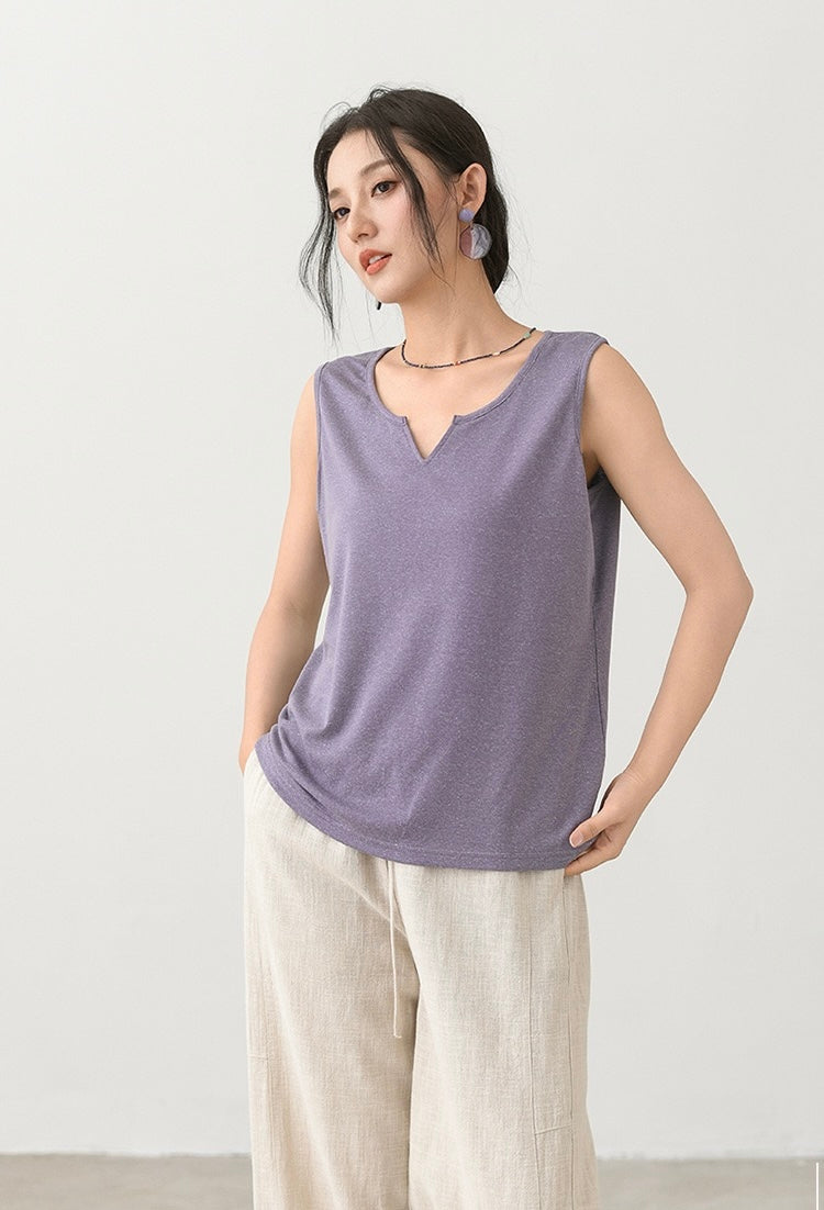 Tao One Tech™ • Business Qigong Tank Top • Knit Sleeveless Top • Tencel Lyocell Linen • Sizes M-XXL