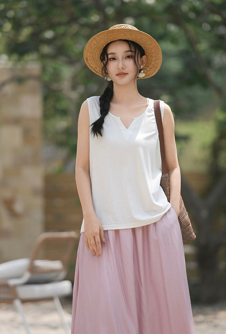 Tao One Tech™ • Business Qigong Tank Top • Knit Sleeveless Top • Tencel Lyocell Linen • Sizes M-XXL