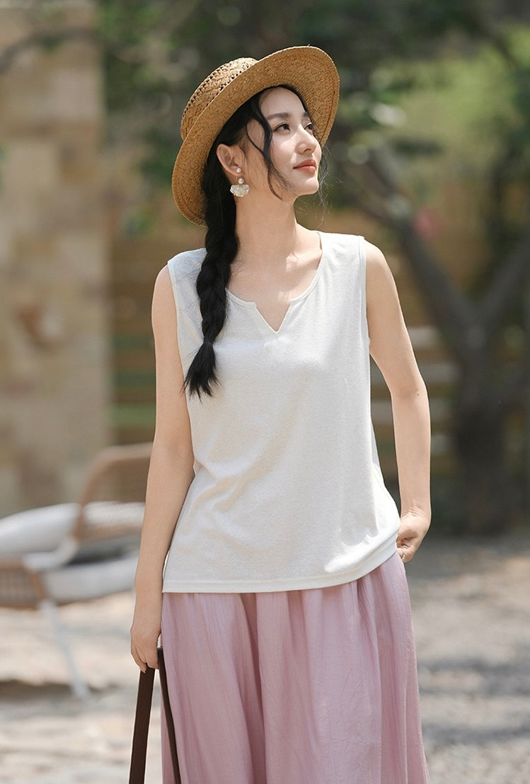 Tao One Tech™ • Business Qigong Tank Top • Knit Sleeveless Top • Tencel Lyocell Linen • Sizes M-XXL