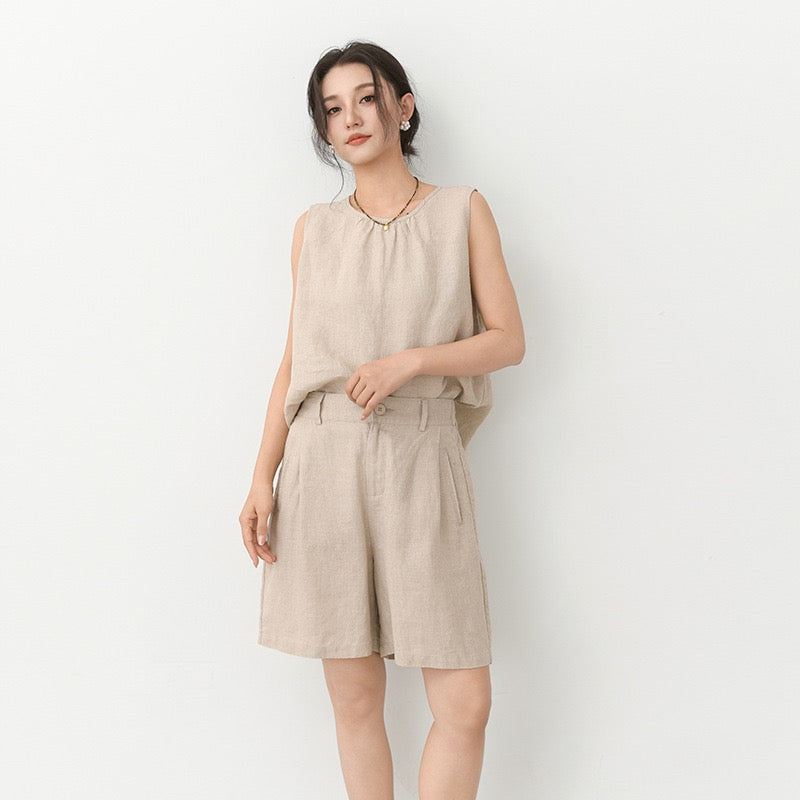 Tao One Tech™ • Business Qigong Shorts • Three-Quarter Shorts • High Waist • Tech Pockets • Pure Linen • Sizes M-XXL