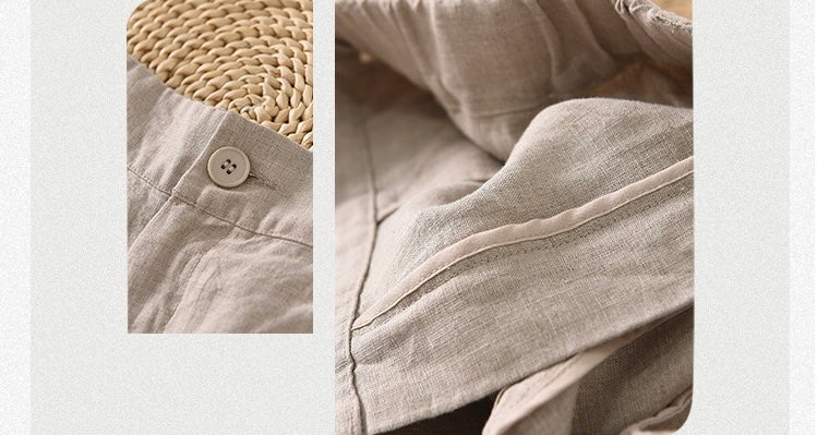 Tao One Tech™ • Business Qigong Shorts • Three-Quarter Shorts • High Waist • Tech Pockets • Pure Linen • Sizes M-XXL