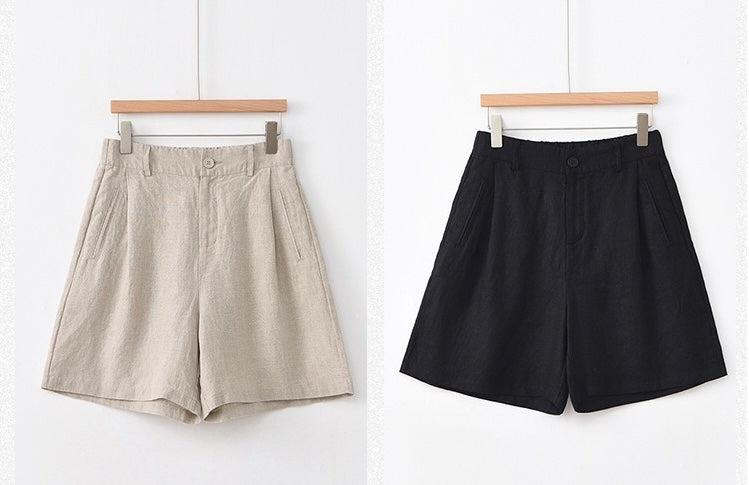 Tao One Tech™ • Business Qigong Shorts • Three-Quarter Shorts • High Waist • Tech Pockets • Pure Linen • Sizes M-XXL