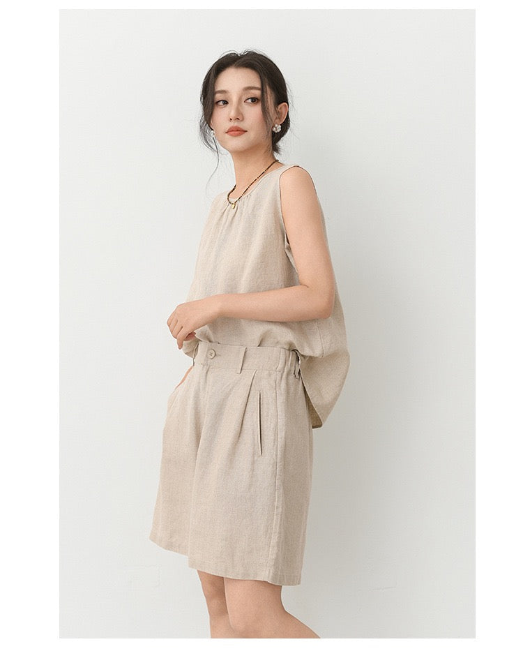 Tao One Tech™ • Business Qigong Shorts • Three-Quarter Shorts • High Waist • Tech Pockets • Pure Linen • Sizes M-XXL