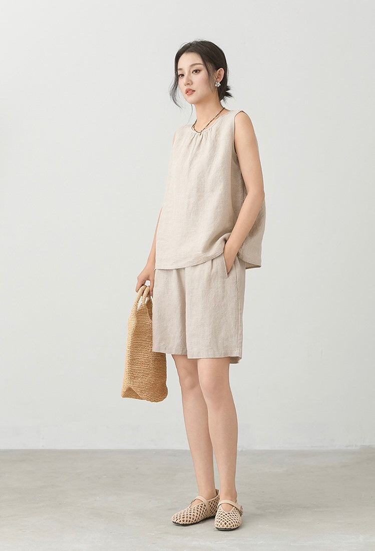 Tao One Tech™ • Business Qigong Shorts • Three-Quarter Shorts • High Waist • Tech Pockets • Pure Linen • Sizes M-XXL