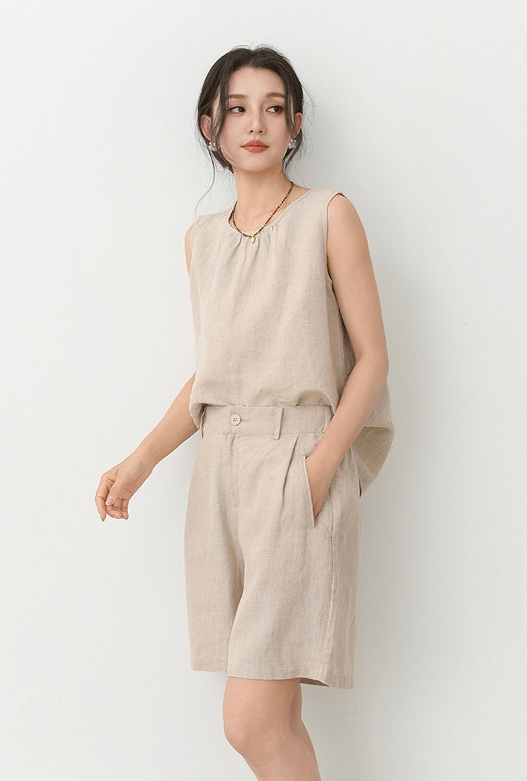 Tao One Tech™ • Business Qigong Shorts • Three-Quarter Shorts • High Waist • Tech Pockets • Pure Linen • Sizes M-XXL