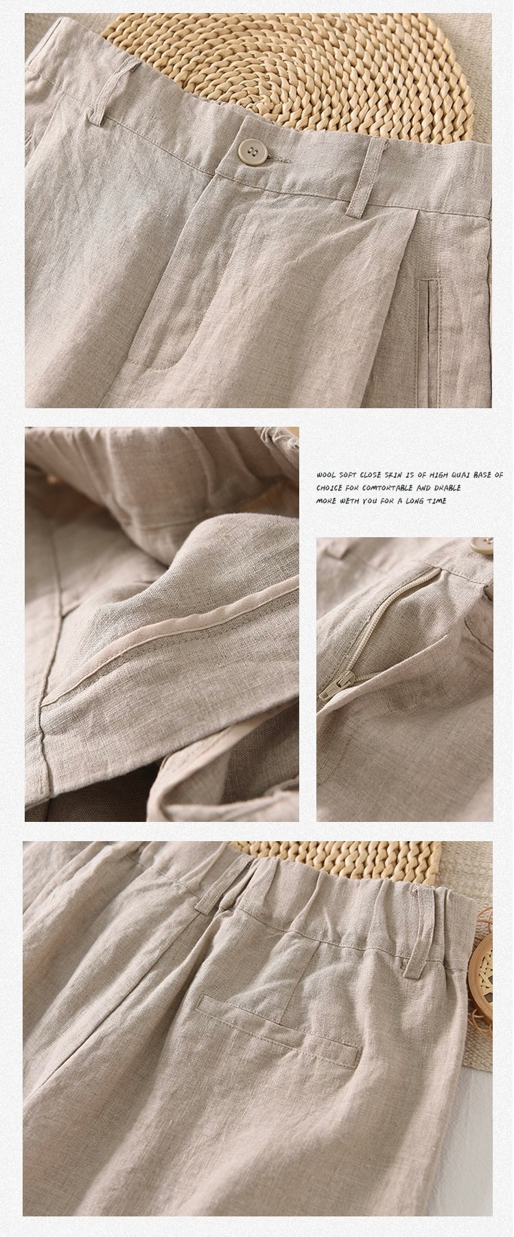 Tao One Tech™ • Business Qigong Shorts • Three-Quarter Shorts • High Waist • Tech Pockets • Pure Linen • Sizes M-XXL