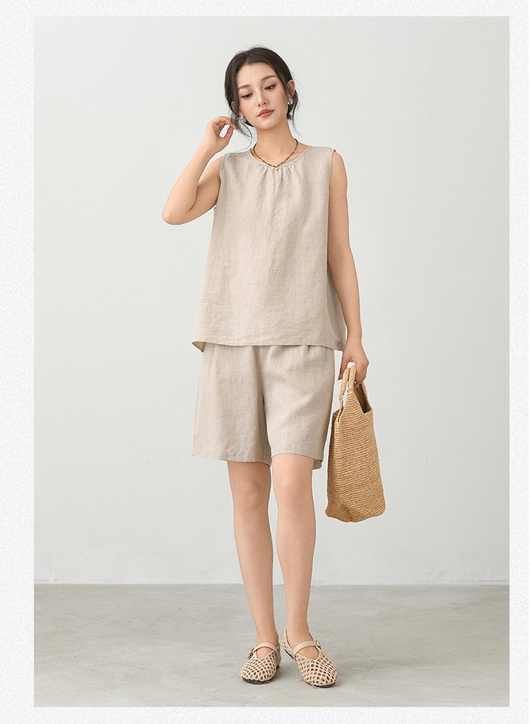 Tao One Tech™ • Business Qigong Shorts • Three-Quarter Shorts • High Waist • Tech Pockets • Pure Linen • Sizes M-XXL