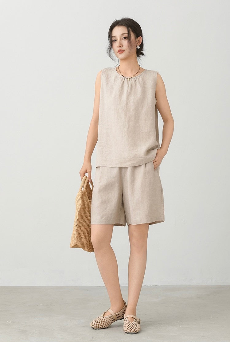 Tao One Tech™ • Business Qigong Shorts • Three-Quarter Shorts • High Waist • Tech Pockets • Pure Linen • Sizes M-XXL