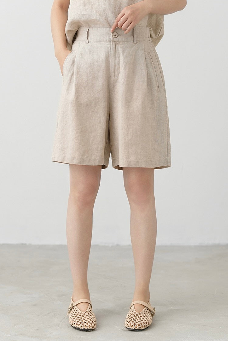 Tao One Tech™ • Business Qigong Shorts • Three-Quarter Shorts • High Waist • Tech Pockets • Pure Linen • Sizes M-XXL